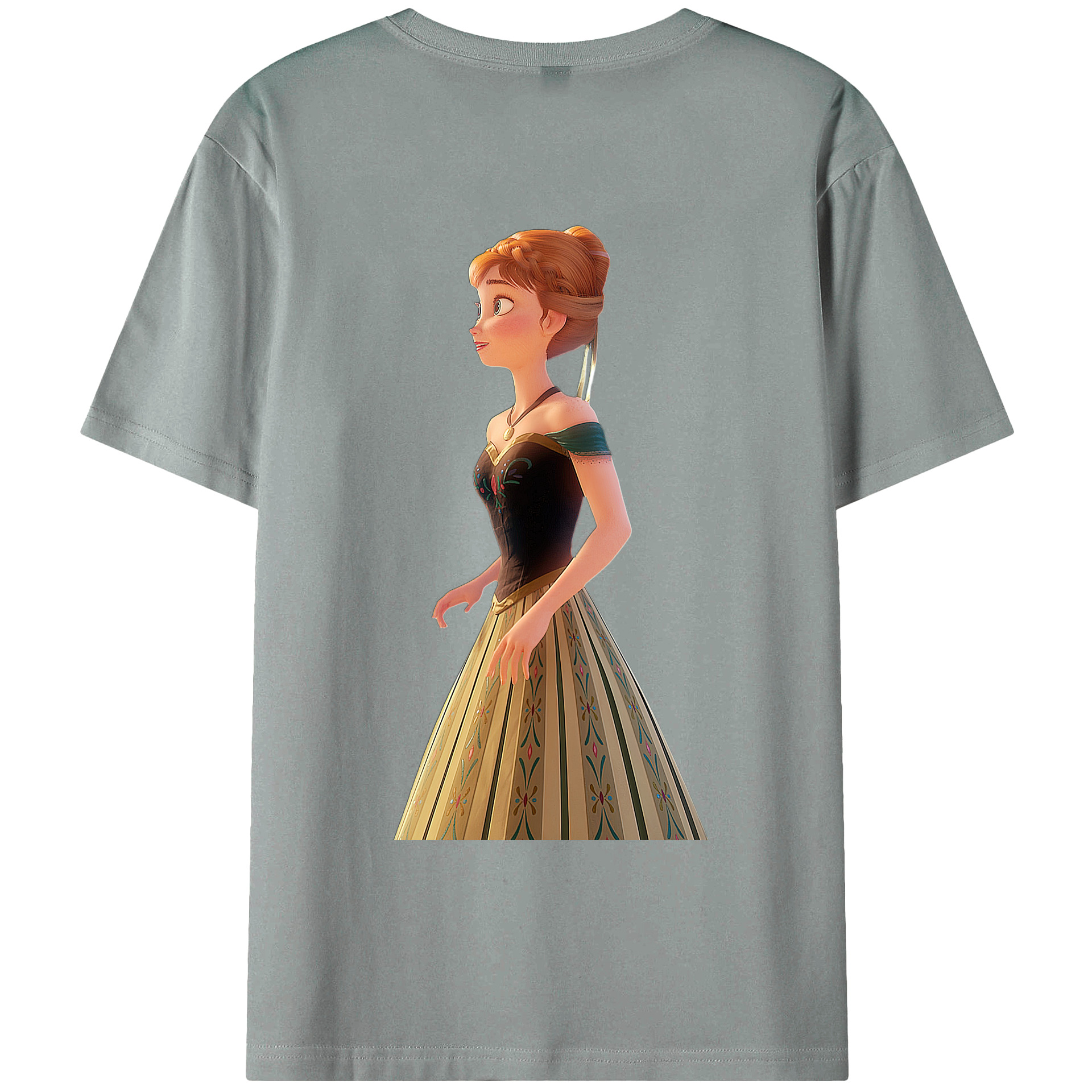 （画像用） アナと雪の女王 アンナ エルサ Frozen Anna Elsa 綿100％ メンズ半袖Tシャツ（バックプリント） 通気性